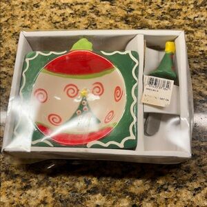 Festive Christmas Tree Plate and Spreader Set